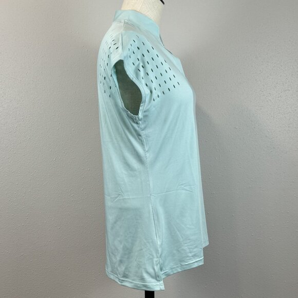 Tanmolo V-Neck Activewear Top Womens Sz S Mint Green Perforated Cap Sleeves NWT - Picture 3 of 16